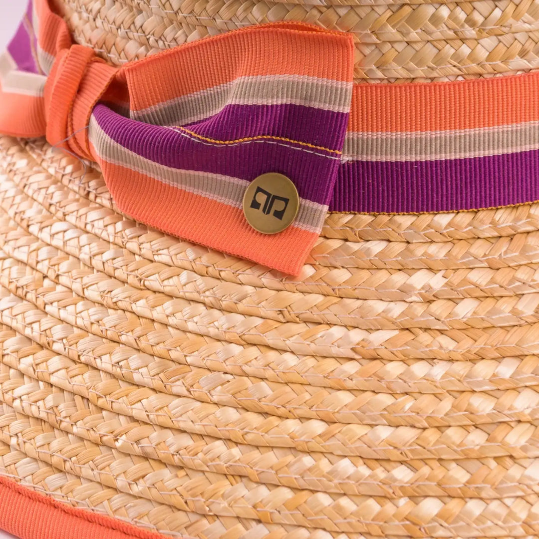 cappello a pamela in paglia di firenze da donna foto con vista dettaglio ravvicinato color treccia scura primario nesti