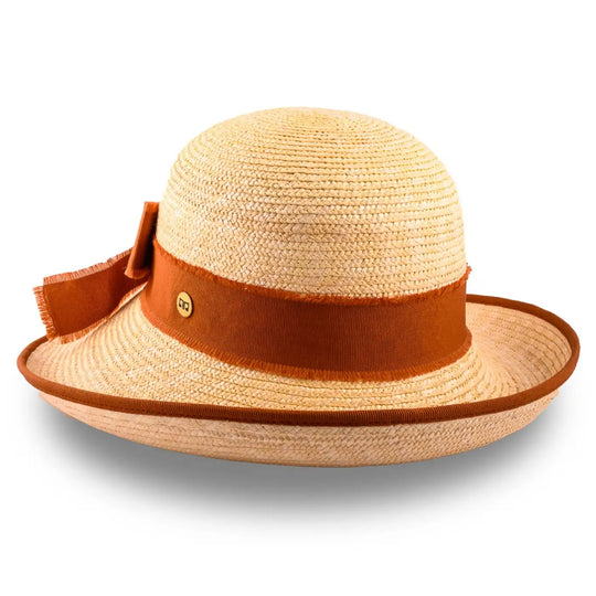 cappello con fiocco in paglia di firenze da donna foto con vista inclinata color treccia chiara primario nesti