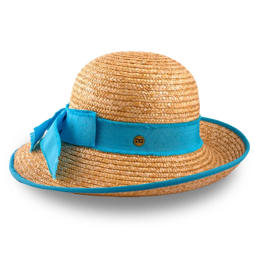 cappello con fiocco in paglia di firenze da donna foto con vista laterale color treccia scura primario nesti