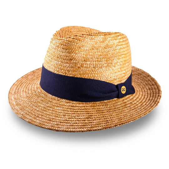 cappello fedora in paglia di firenze da uomo foto con vista inclinata color treccia scura primario nesti