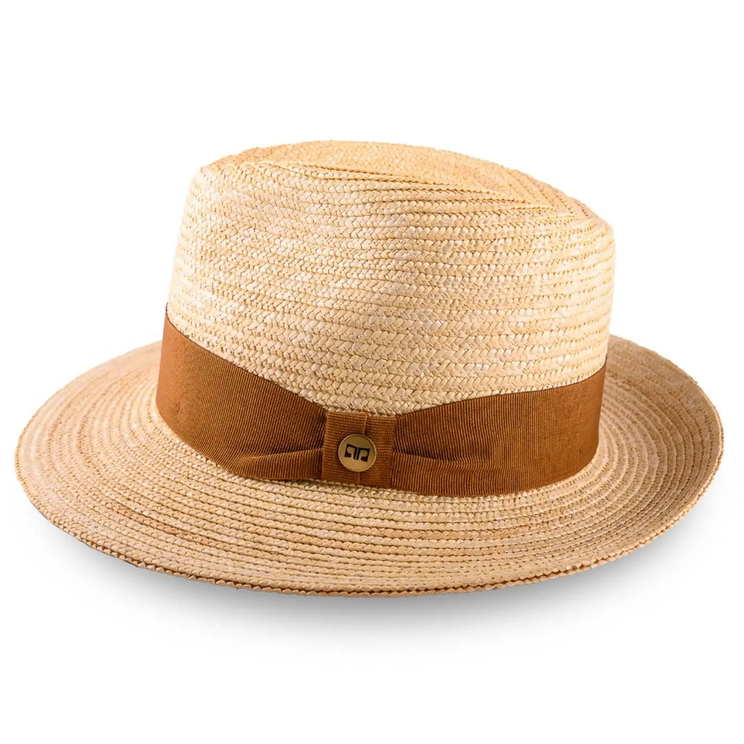 cappello fedora in paglia di firenze da uomo foto con vista laterale color treccia chiara primario nesti