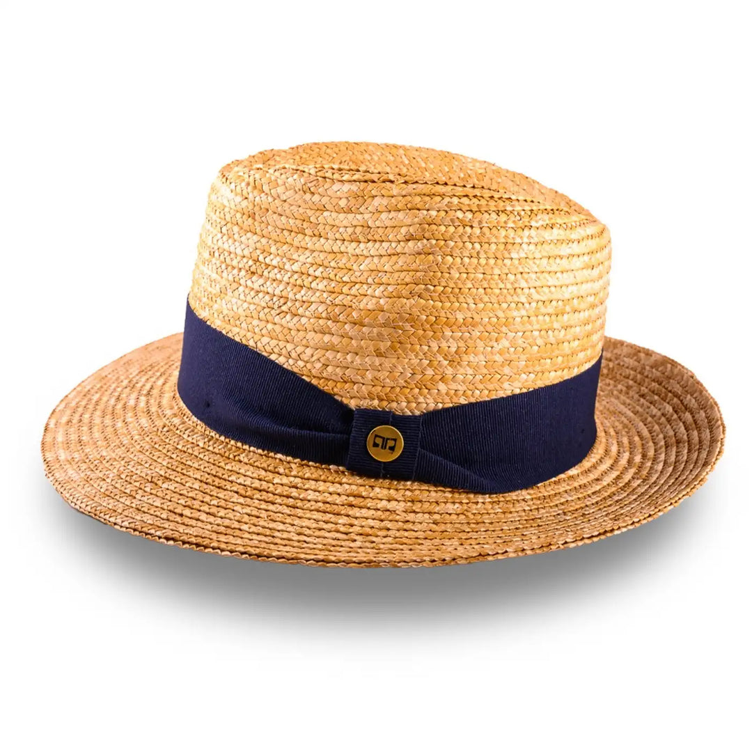 cappello fedora in paglia di firenze da uomo foto con vista laterale color treccia scura primario nesti