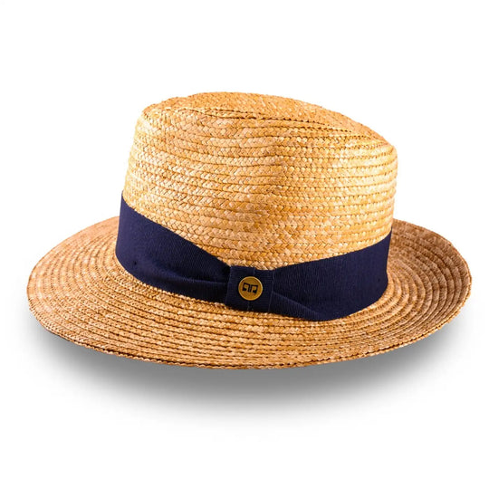 cappello fedora in paglia di firenze da uomo foto con vista laterale color treccia scura primario nesti