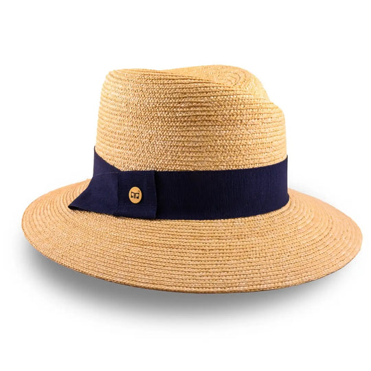 cappello tesa larga in paglia di firenze da donna foto con vista inclinata color treccia chiara primario nesti
