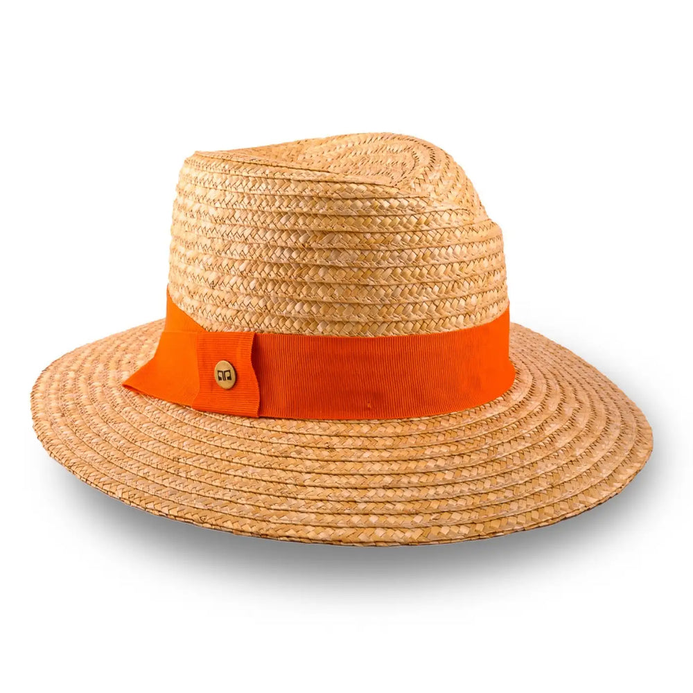 cappello tesa larga in paglia di firenze da donna foto con vista inclinata color treccia scura primario nesti