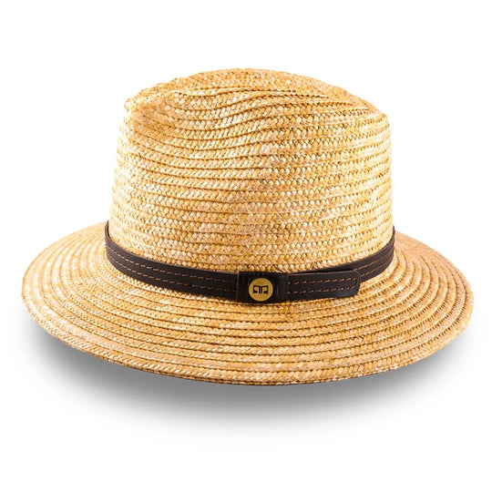 cappello tesa media in paglia di firenze da uomo foto con vista laterale color treccia scura primario nesti