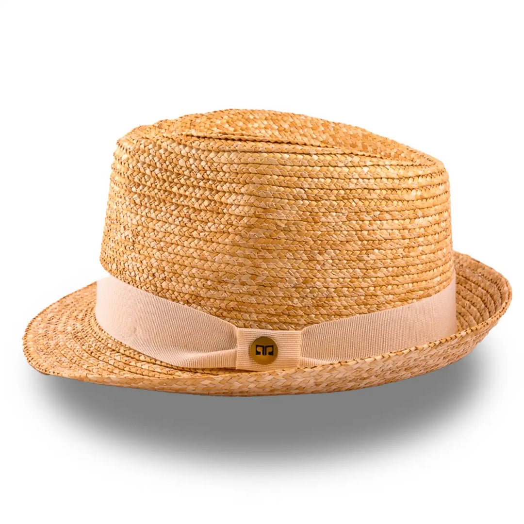 cappello trilby in paglia di firenze da uomo foto con vista laterale color treccia scura primario nesti