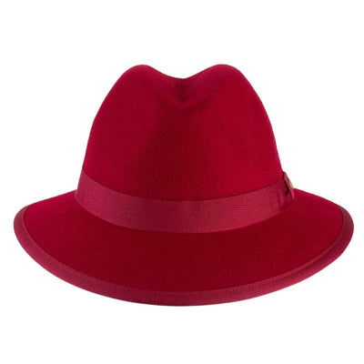 Cappello Indiana Classico color Rosso, in feltro di lana merinos da uomo, foto con orientamento frontale - Primario Nesti