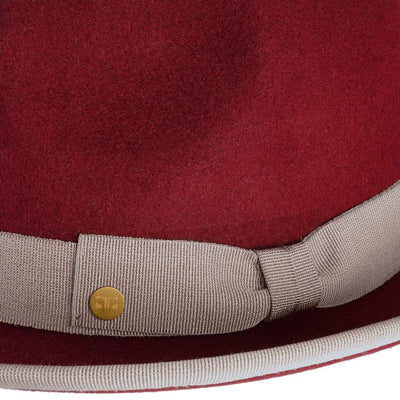 Cappello Trilby Lapin color Rubino, in feltro di lapin, foto con vista dettaglio ravvicinato - Primario Nesti