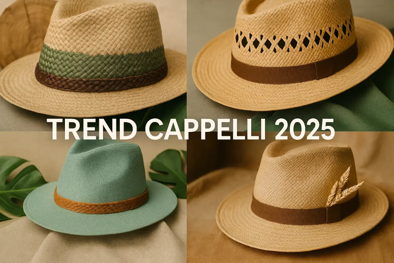 Tendenze moda cappelli estivi uomo 2025 sostenibilità artigianato