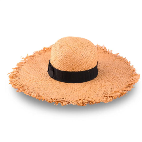 cappello da sole a tesa larga in rafia da donna foto con vista frontale color paglia primario nesti