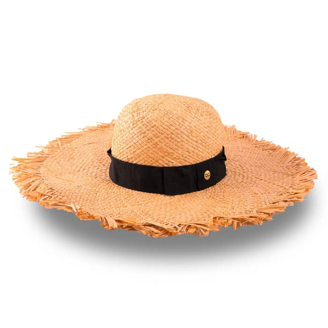 cappello da sole a tesa larga in rafia da donna foto con vista inclinata color paglia primario nesti