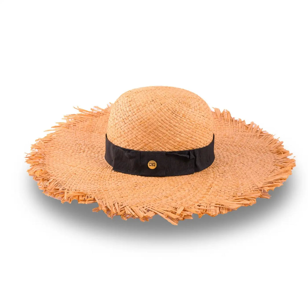 cappello da sole a tesa larga in rafia da donna foto con vista laterale color paglia primario nesti