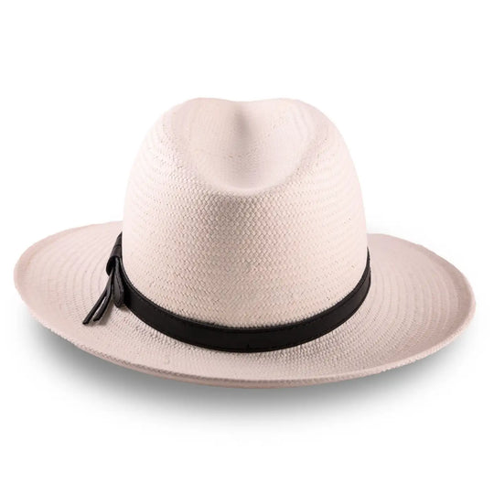 cappello da sole in stile fedora estivo da uomo foto con vista posteriore color bianco primario nesti