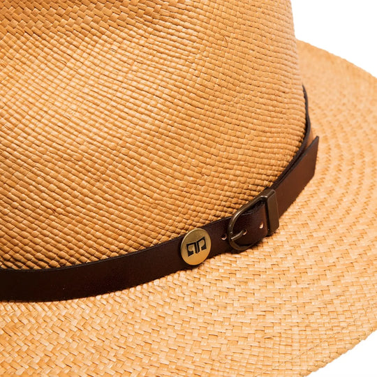 cappello di panama a tesa media da sole da uomo foto con vista dettaglio ravvicinato color avana primario nesti