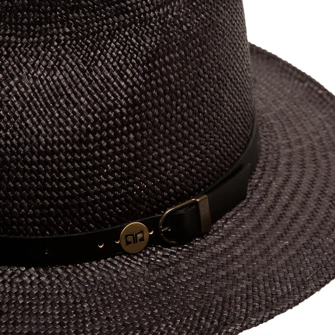 cappello di panama a tesa media da sole da uomo foto con vista dettaglio ravvicinato color nero primario nesti