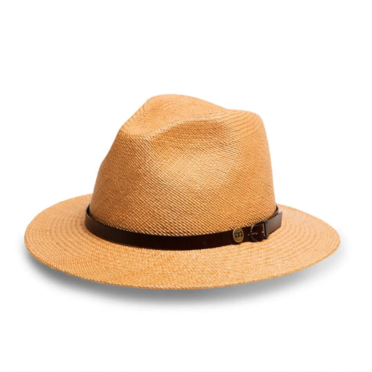 cappello di panama a tesa media da sole da uomo foto con vista inclinata color avana primario nesti