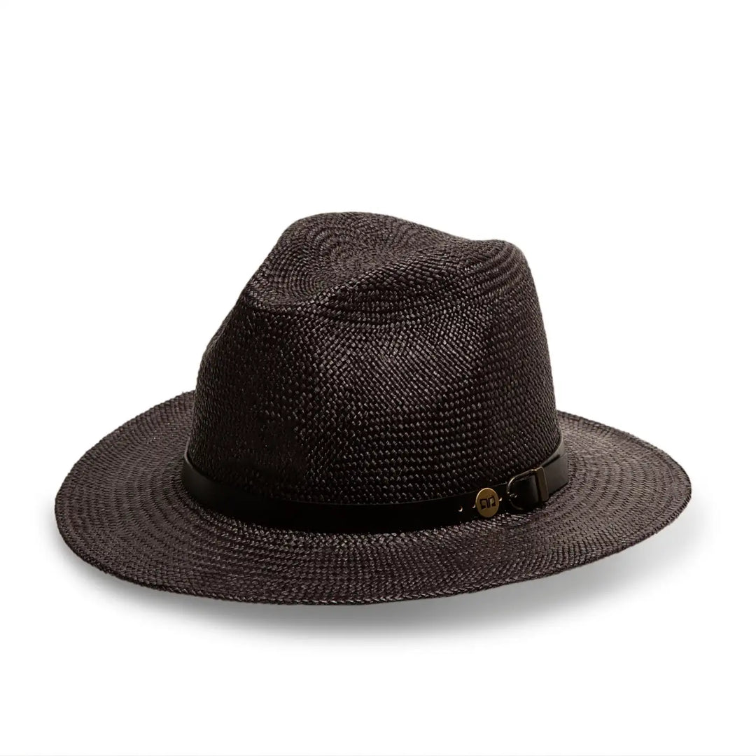 cappello di panama a tesa media da sole da uomo foto con vista inclinata color nero primario nesti