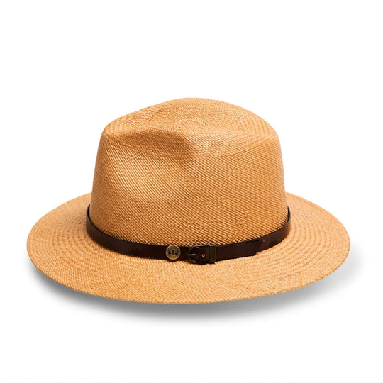 cappello di panama a tesa media da sole da uomo foto con vista laterale color avana primario nesti