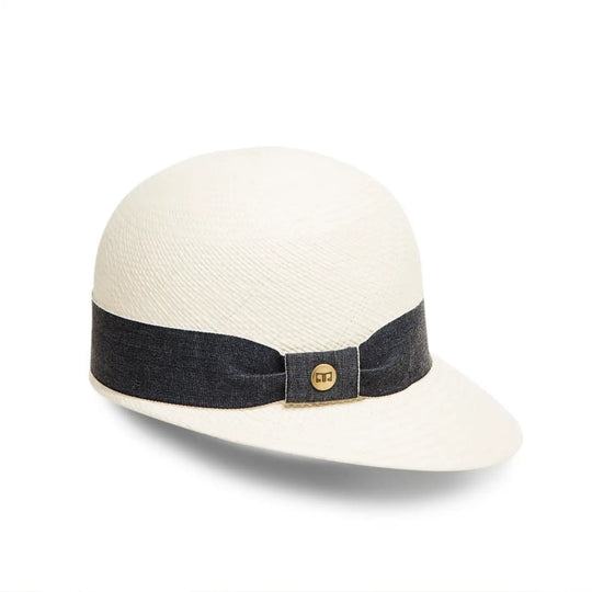 cappello di panama con visiera corta da donna foto con vista laterale color bianco primario nesti