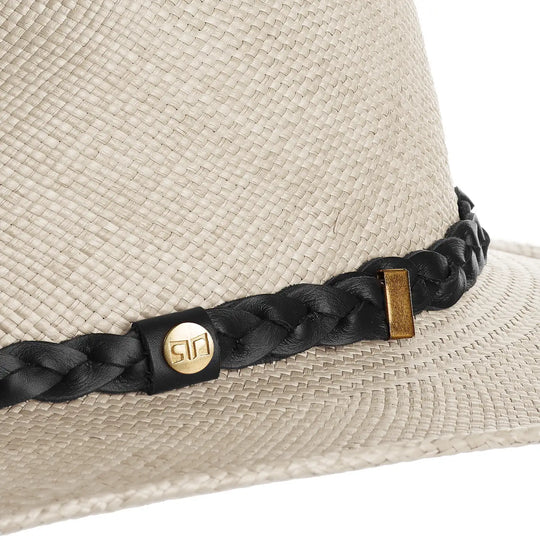 cappello di panama fedora australiano da uomo foto con vista dettaglio ravvicinato color grigio primario nesti