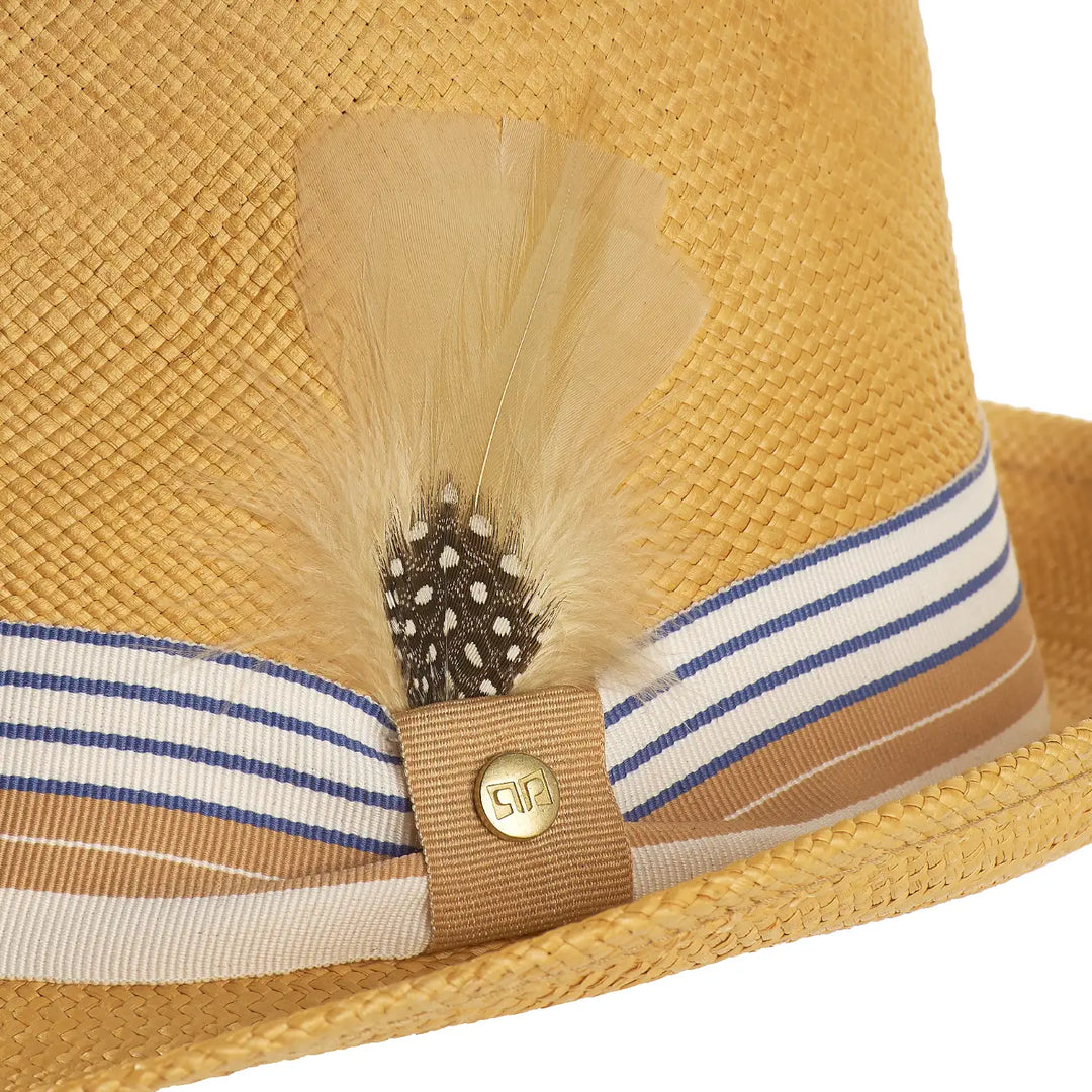 cappello di panama in stile trilby da uomo foto con vista dettaglio ravvicinato color avana primario nesti