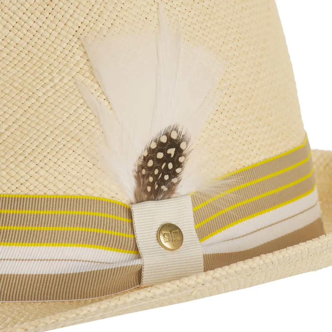 cappello di panama in stile trilby da uomo foto con vista dettaglio ravvicinato color naturale primario nesti