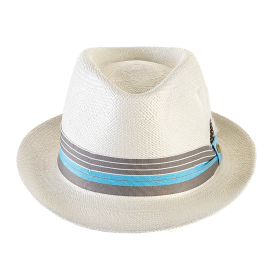 cappello di panama in stile trilby da uomo foto con vista frontale color bianco primario nesti