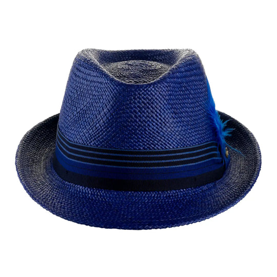 cappello di panama in stile trilby da uomo foto con vista frontale color royal primario nesti