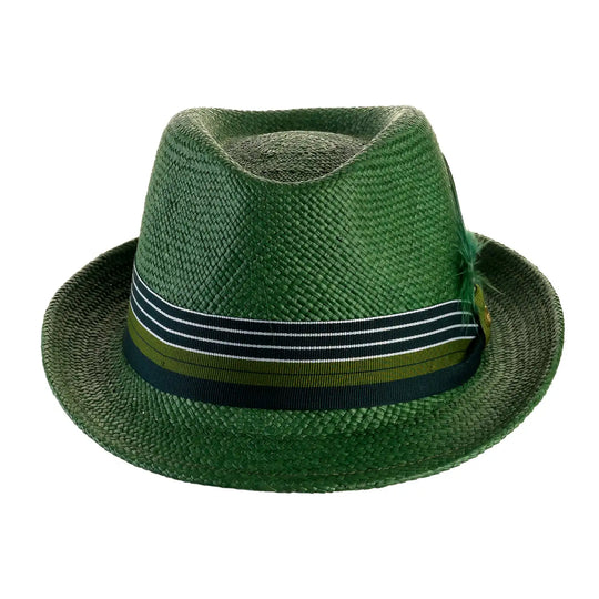 cappello di panama in stile trilby da uomo foto con vista frontale color verde primario nesti
