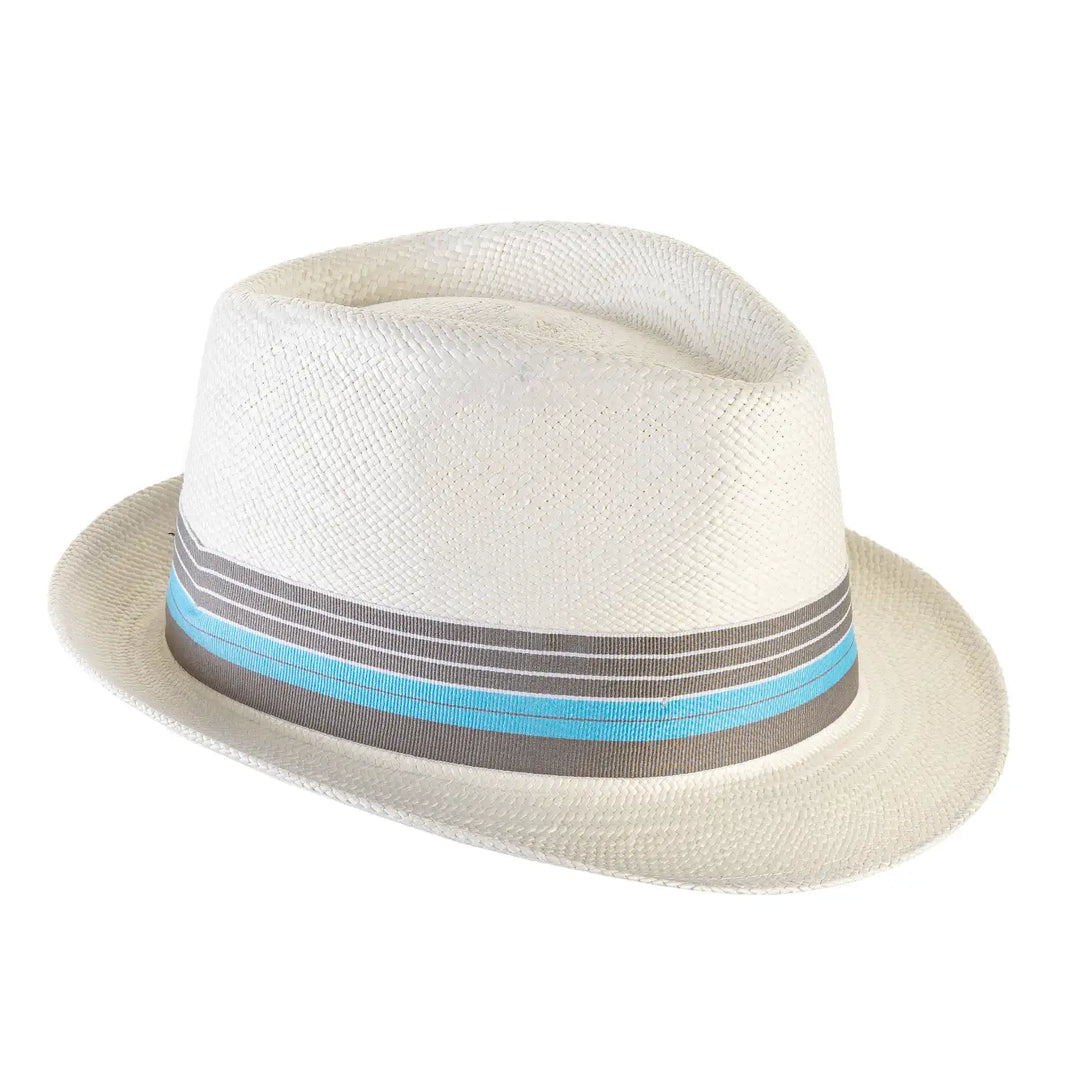 cappello di panama in stile trilby da uomo foto con vista inclinata a destra color bianco primario nesti