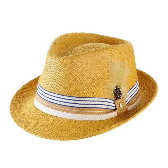 cappello di panama in stile trilby da uomo foto con vista inclinata color avana primario nesti