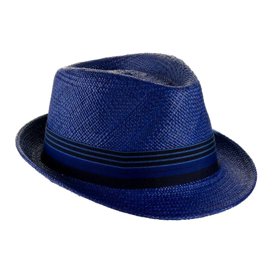 cappello di panama in stile trilby da uomo foto con vista inclinata destra color royal primario nesti
