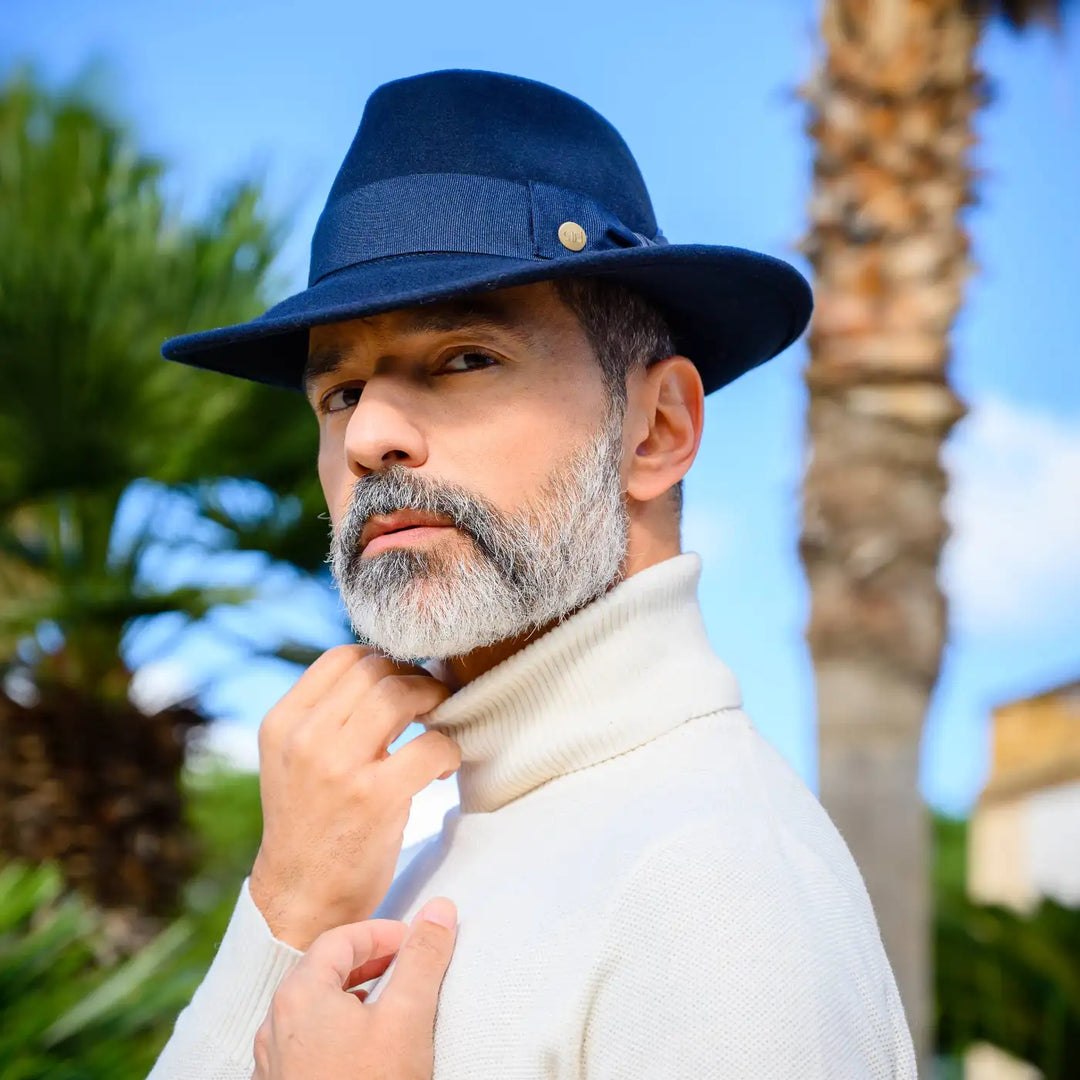Fedora Cappello Panama Da Uomo Fedora Cappello Elegante Uomo Blu