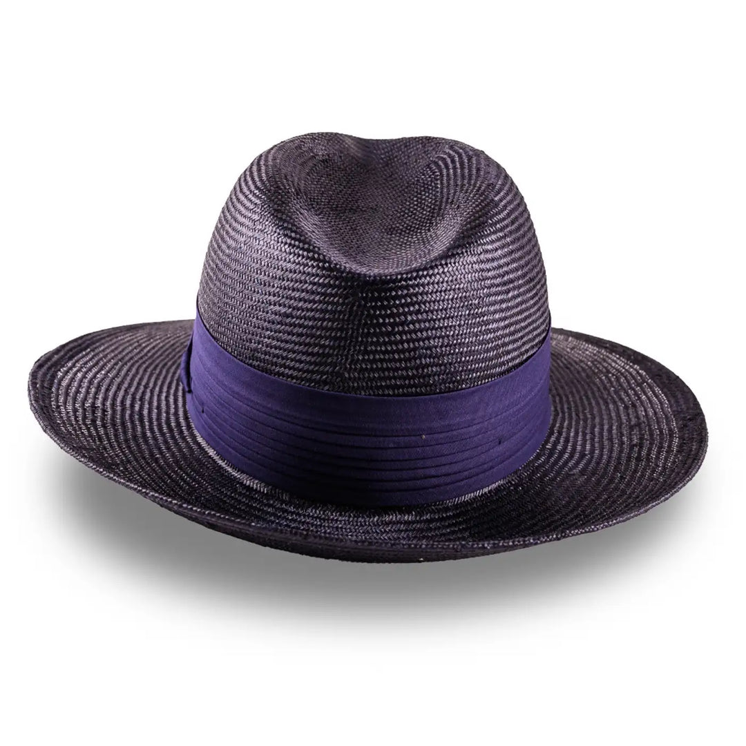 cappello fedora elegante in parasisol da uomo foto con vista posteriore color blu primario nesti
