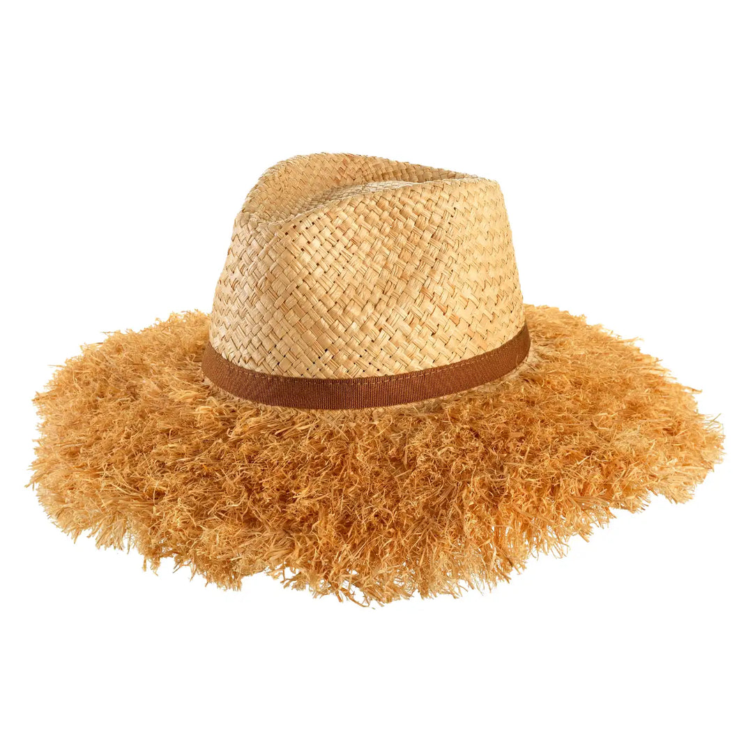 Cappello in Rafia Frangiato a Tesa Larga - Main Image