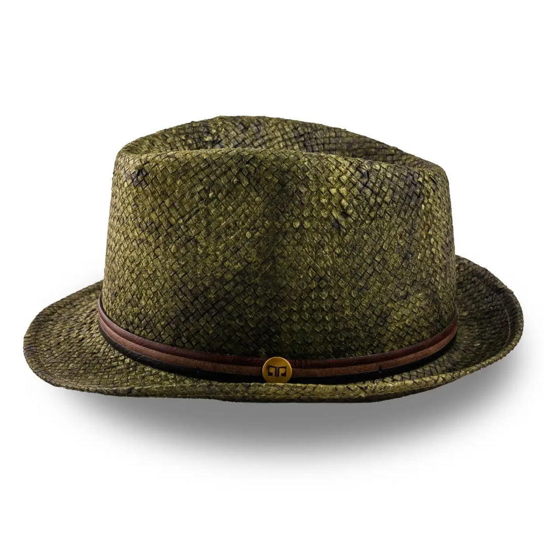 cappello trilby a tesa corta stonewashed da uomo foto con vista laterale color verde primario nesti