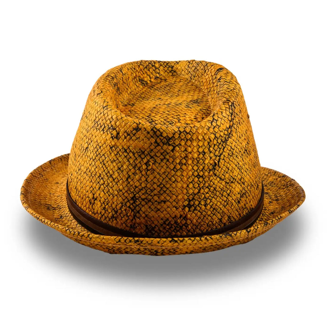 cappello trilby a tesa corta stonewashed da uomo foto con vista posteriore color ocra primario nesti