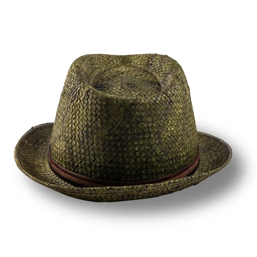cappello trilby a tesa corta stonewashed da uomo foto con vista posteriore color verde primario nesti