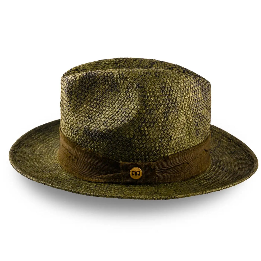 cappello trilby a tesa media stonewashed da uomo foto con vista laterale color verde primario nesti