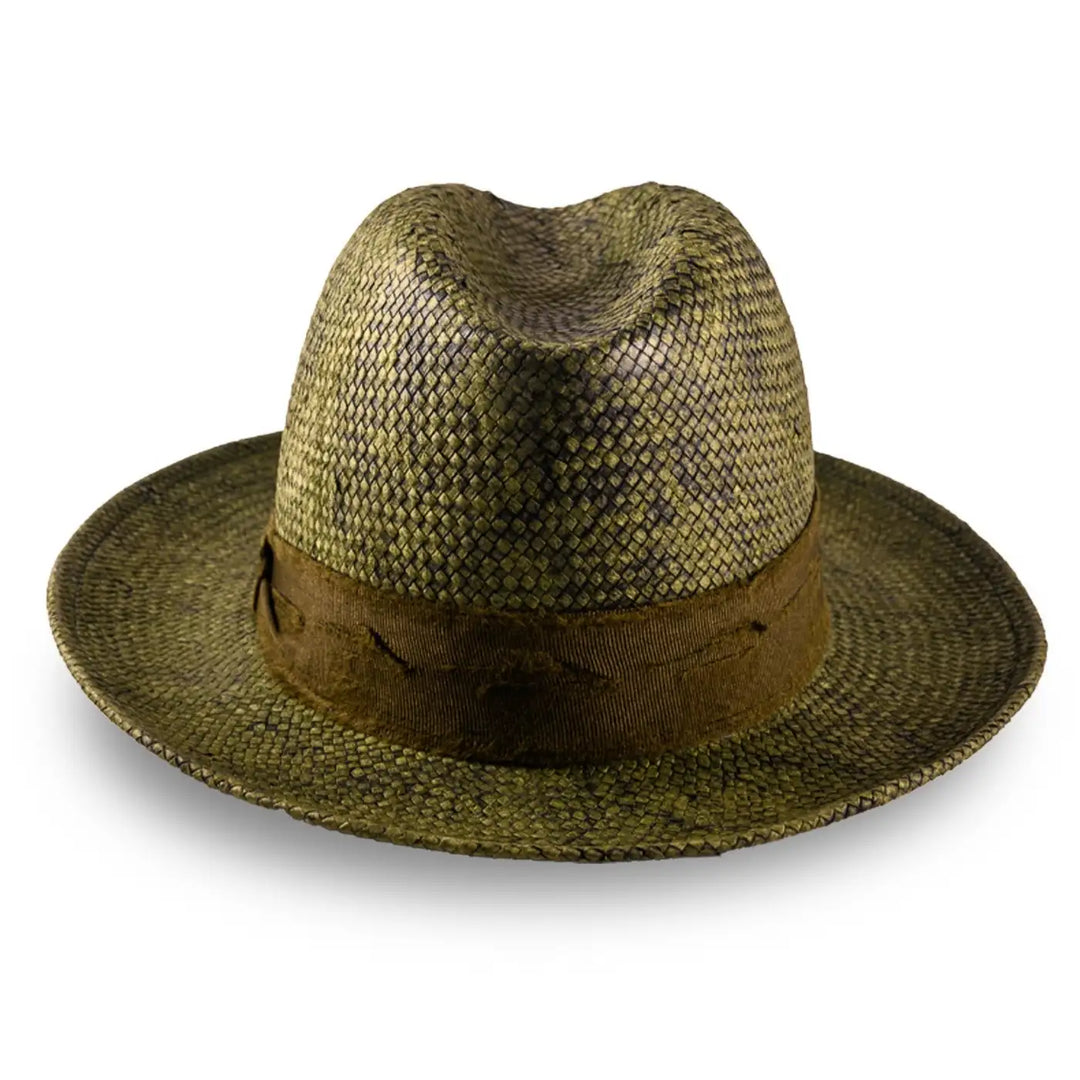 cappello trilby a tesa media stonewashed da uomo foto con vista posteriore color verde primario nesti