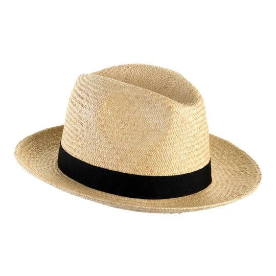 cappello trilby di paglia a tesa media da uomo foto con vista inclinata destra color naturale primario nesti