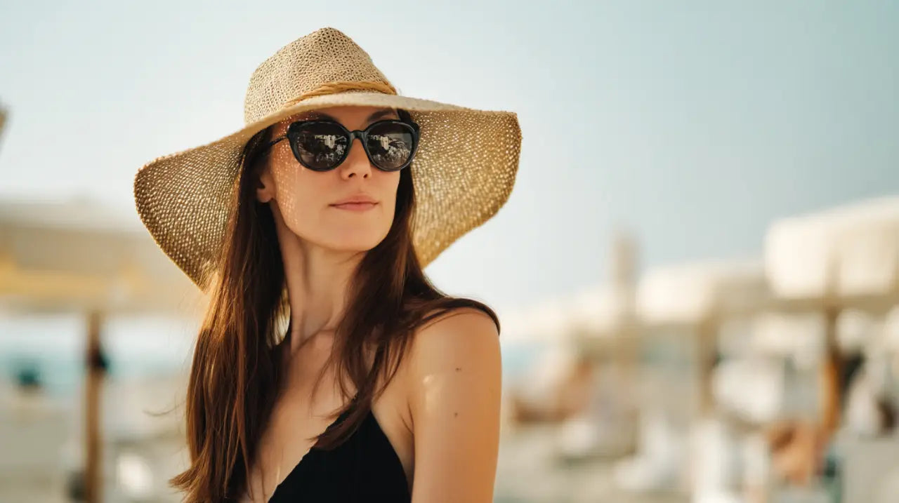 Total look mare donna cappello panama outfit beach club elegante