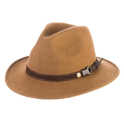 Cappello Fedora Ala Media color Rame, in feltro di lana merinos da uomo, foto con vista inclinata - Primario Nesti