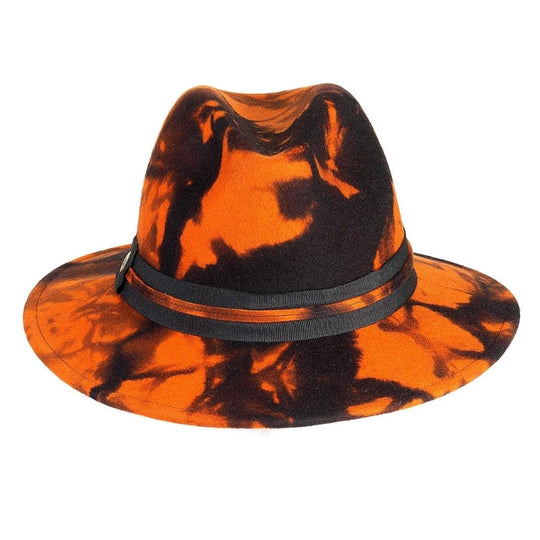 Cappello Fedora Unisex color Arancione, in feltro di lana merinos da uomo, foto con orientamento frontale - Primario Nesti