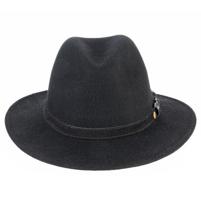 Cappello Fedora Ala Media color Nero, in feltro di lana merinos da uomo, foto con orientamento frontale - Primario Nesti