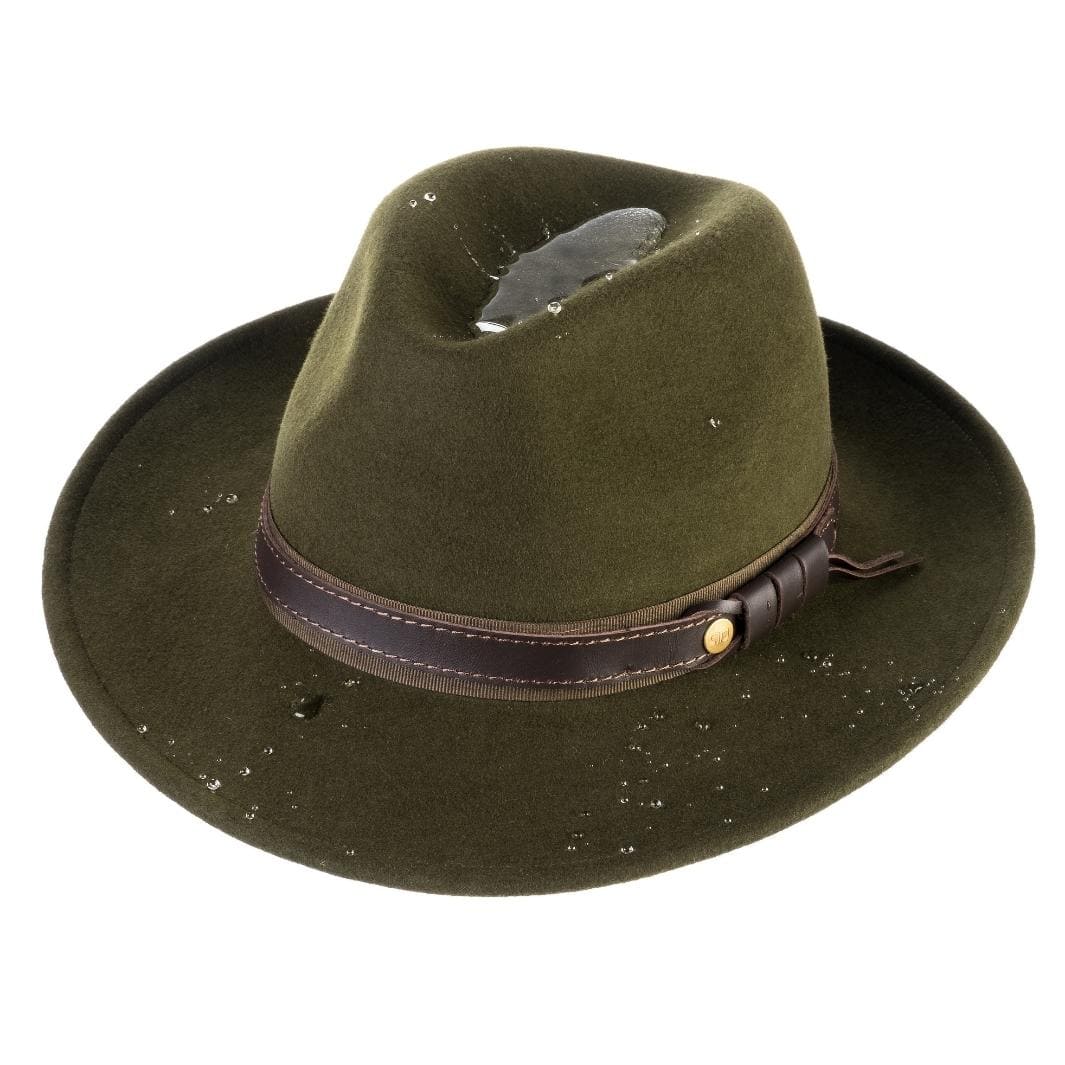 Cappello Fedora Tradizionale color Verde, in feltro antipioggia da uomo, foto con vista inclinata - Primario Nesti