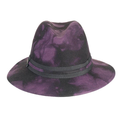 Cappello Fedora Unisex color Viola, in feltro di lana merinos da uomo, foto con orientamento frontale - Primario Nesti