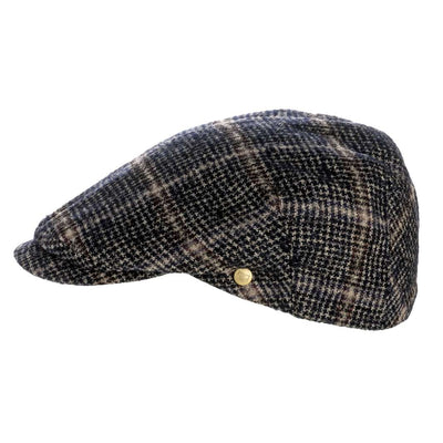 Cappello Coppola Pied de Poule color Testa di Moro, in lana vergine, foto con orientamento laterale - Primario Nesti