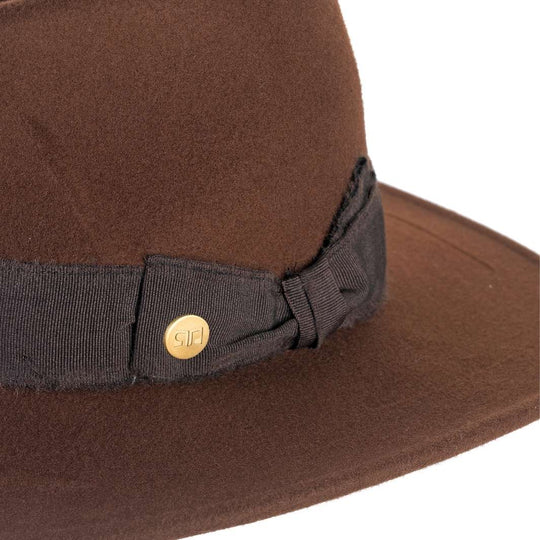 Cappello Fedora Esclusivo color Marrone, in feltro di lapin, foto con vista dettaglio ravvicinato - Primario Nesti